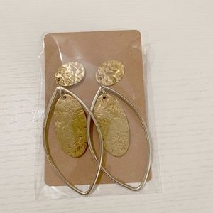 Gold and silver teardrop earring
